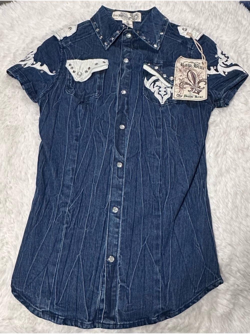 Sadie Blue Women's Indigo Embroidered Button-Down Shirt